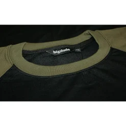Bigdude Raglan Contrast Crew Neck Sweatshirt Black/Khaki