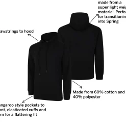 Bigdude Relaxed Fit Lightweight Hoody Black
