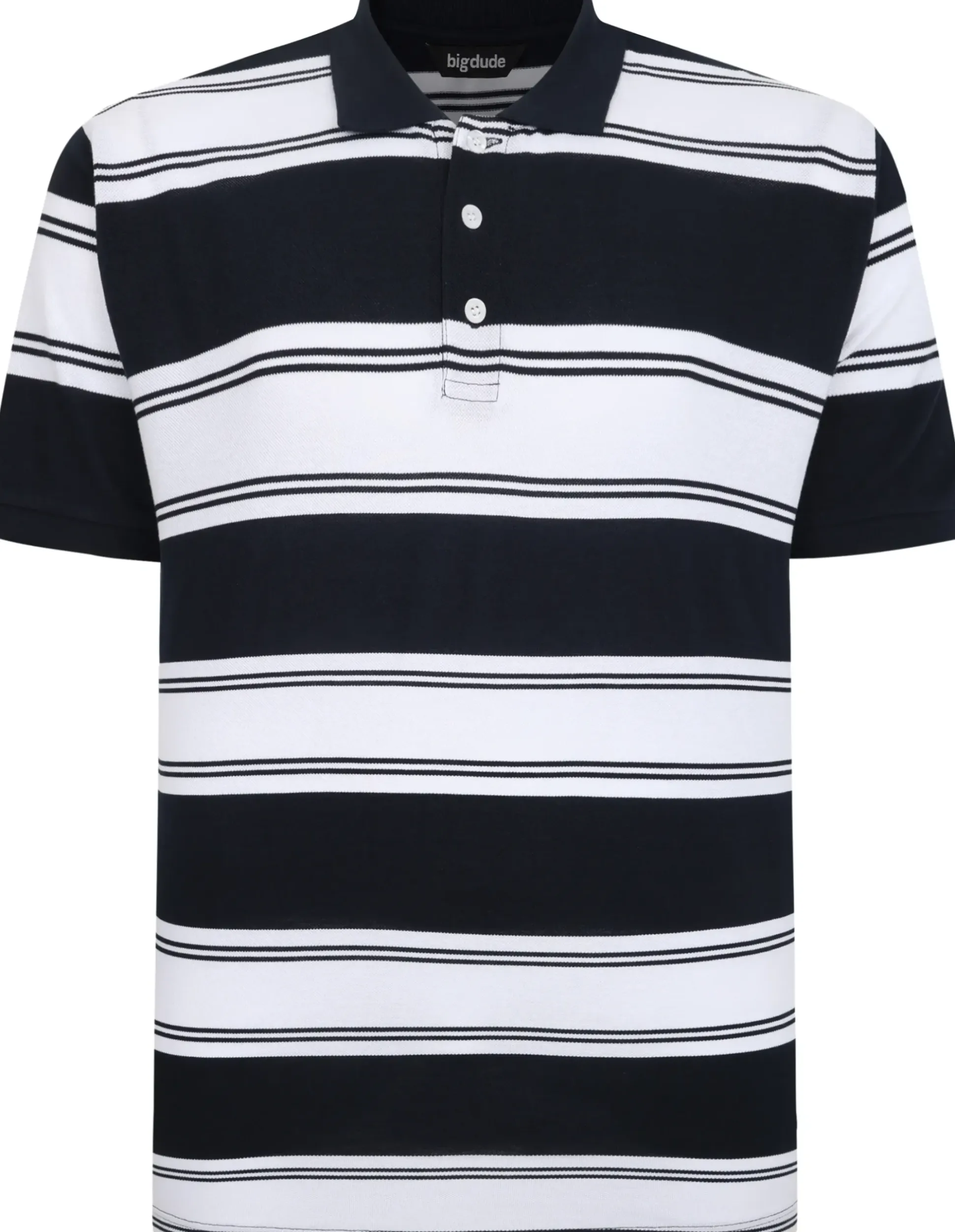 Bigdude Rugby Striped Pique Polo Navy