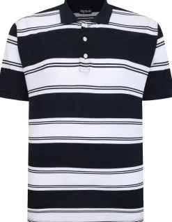 Bigdude Rugby Striped Pique Polo Navy Tall