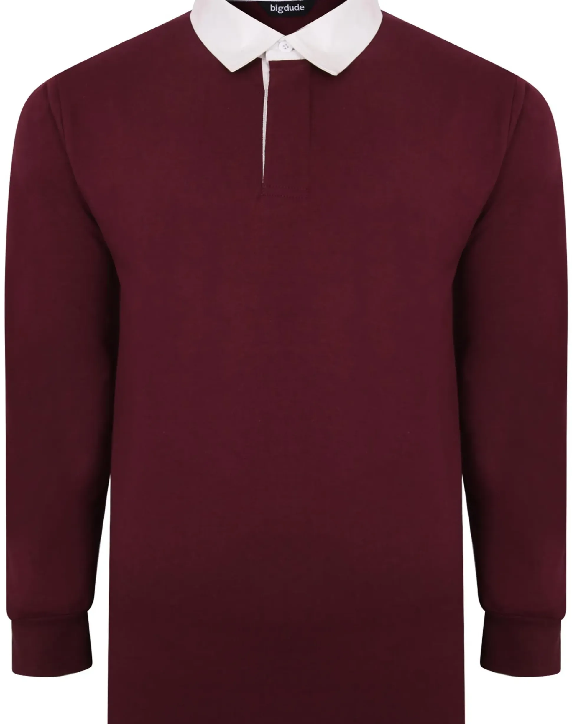 Bigdude Rugby Style Long Sleeve Polo Shirt Burgundy