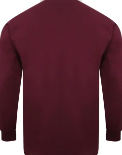Bigdude Rugby Style Long Sleeve Polo Shirt Burgundy
