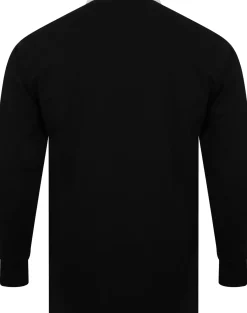 Bigdude Rugby Style Long Sleeve Polo Shirt Black