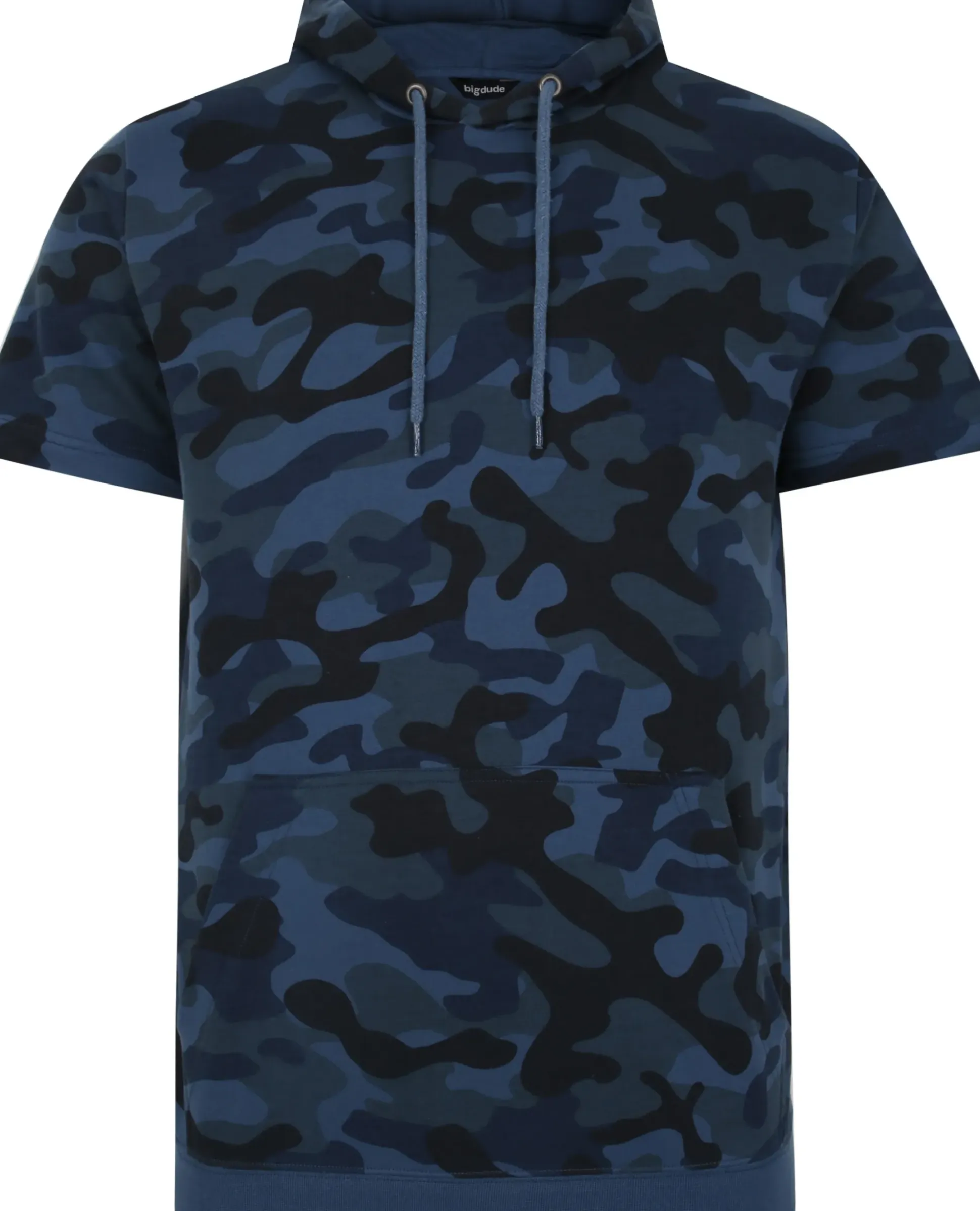 Bigdude Short Sleeve Camo Hoody Navy