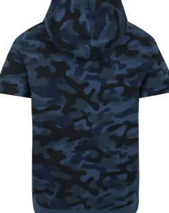 Bigdude Short Sleeve Camo Hoody Navy