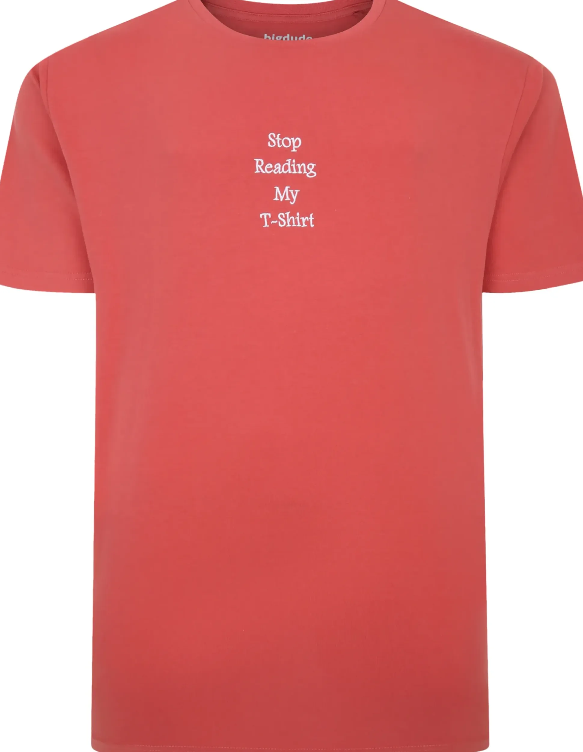 Bigdude Slogan Embroidered T-Shirt Washed Red