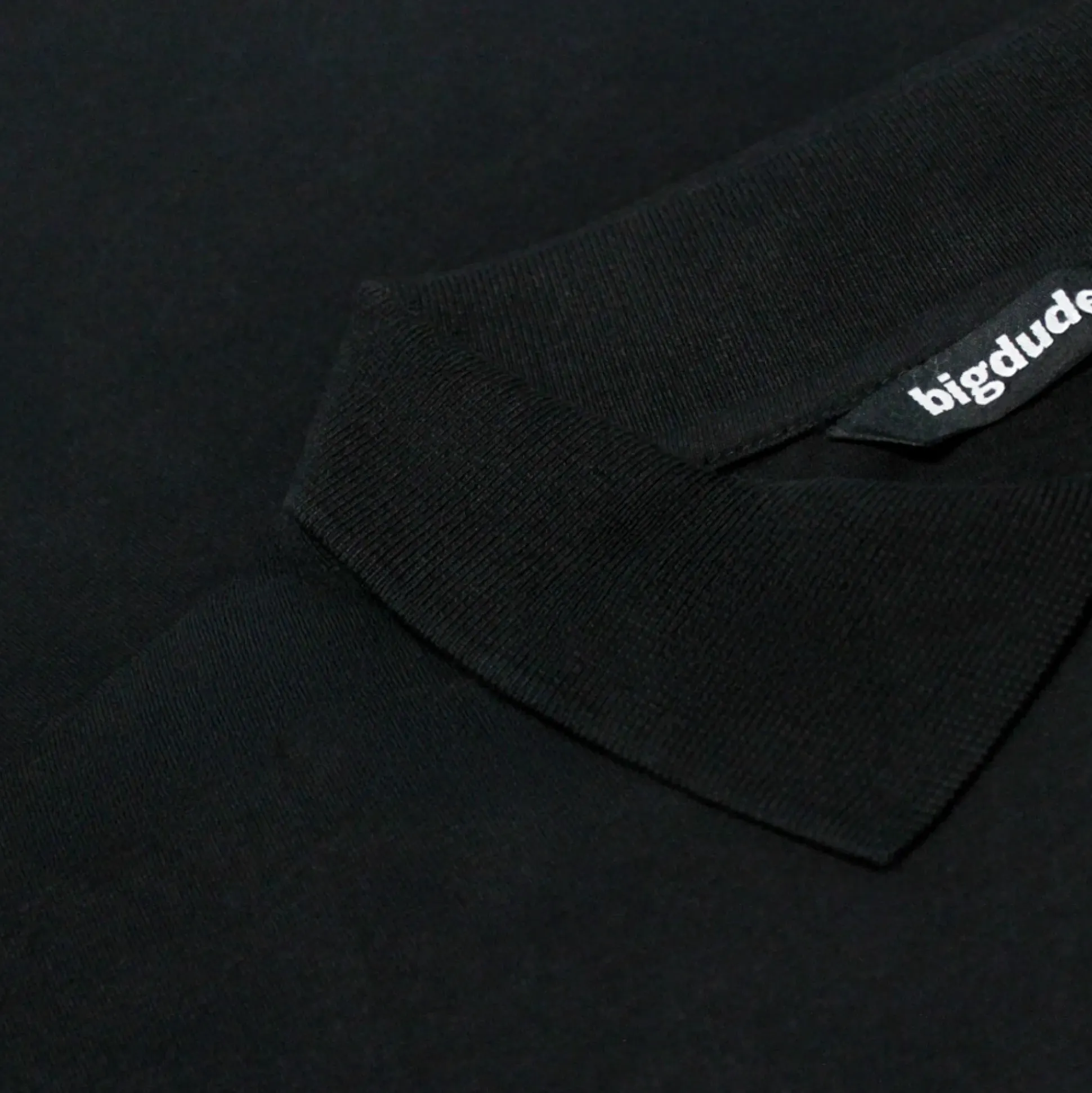 Bigdude Smart Single Jersey Long Sleeve Polo With Zip Black