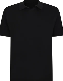 Bigdude Soft Jersey Cuban Collar Polo Shirt Black Tall