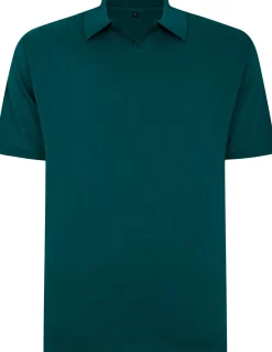 Bigdude Soft Jersey Cuban Collar Polo Shirt Green Tall