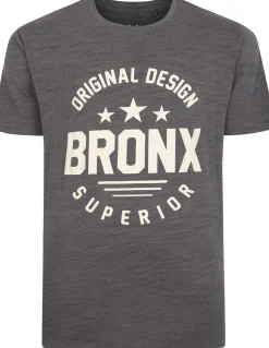 Bigdude Space Dye Bronx Print T-Shirt Charcoal