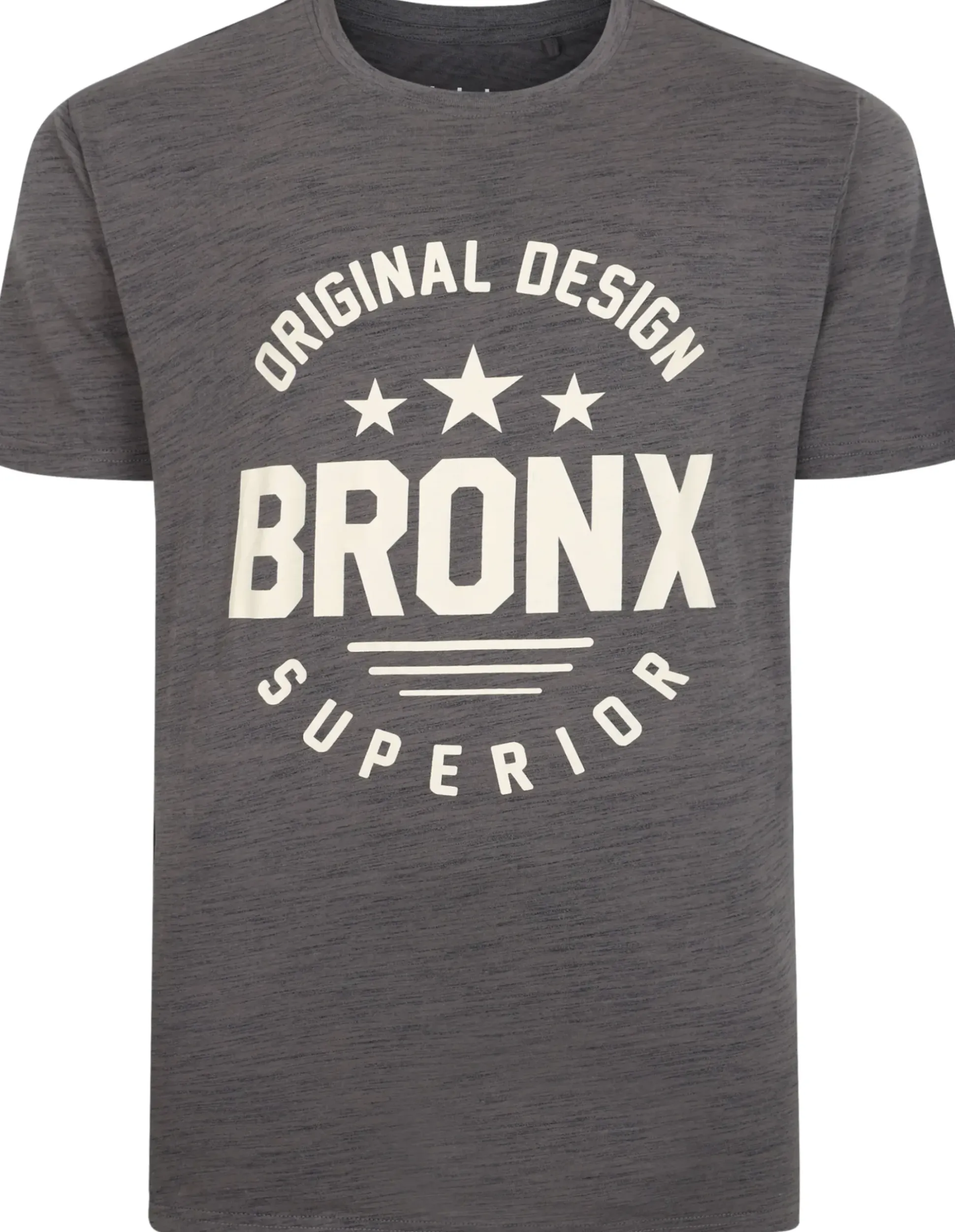 Bigdude Space Dye Bronx Print T-Shirt Charcoal