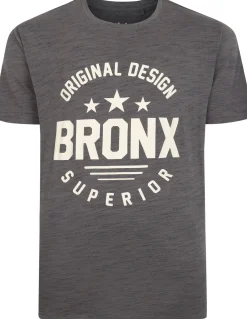 Bigdude Space Dye Bronx Print T-Shirt Charcoal Tall