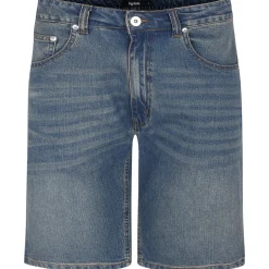 Bigdude Stretch Denim Shorts With Whiskers Tint Wash