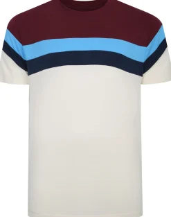 Bigdude Striped Colour Block T-Shirt Burgundy