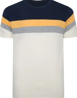 Bigdude Striped Colour Block T-Shirt Navy