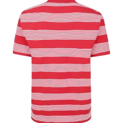 Bigdude Striped Relaxed Collar Polo Pepper Red/White