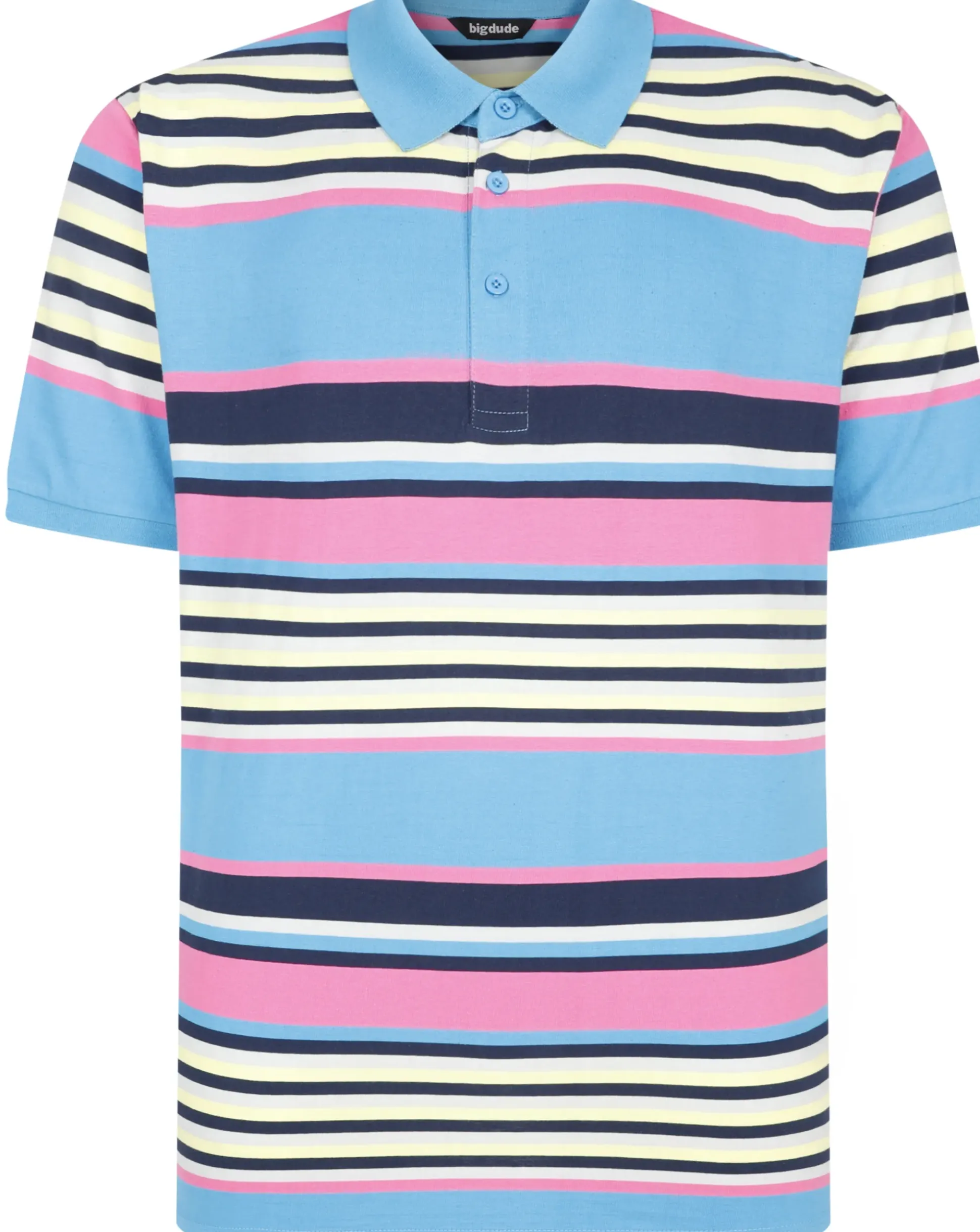 Bigdude Summer Stripe Polo Bright Blue