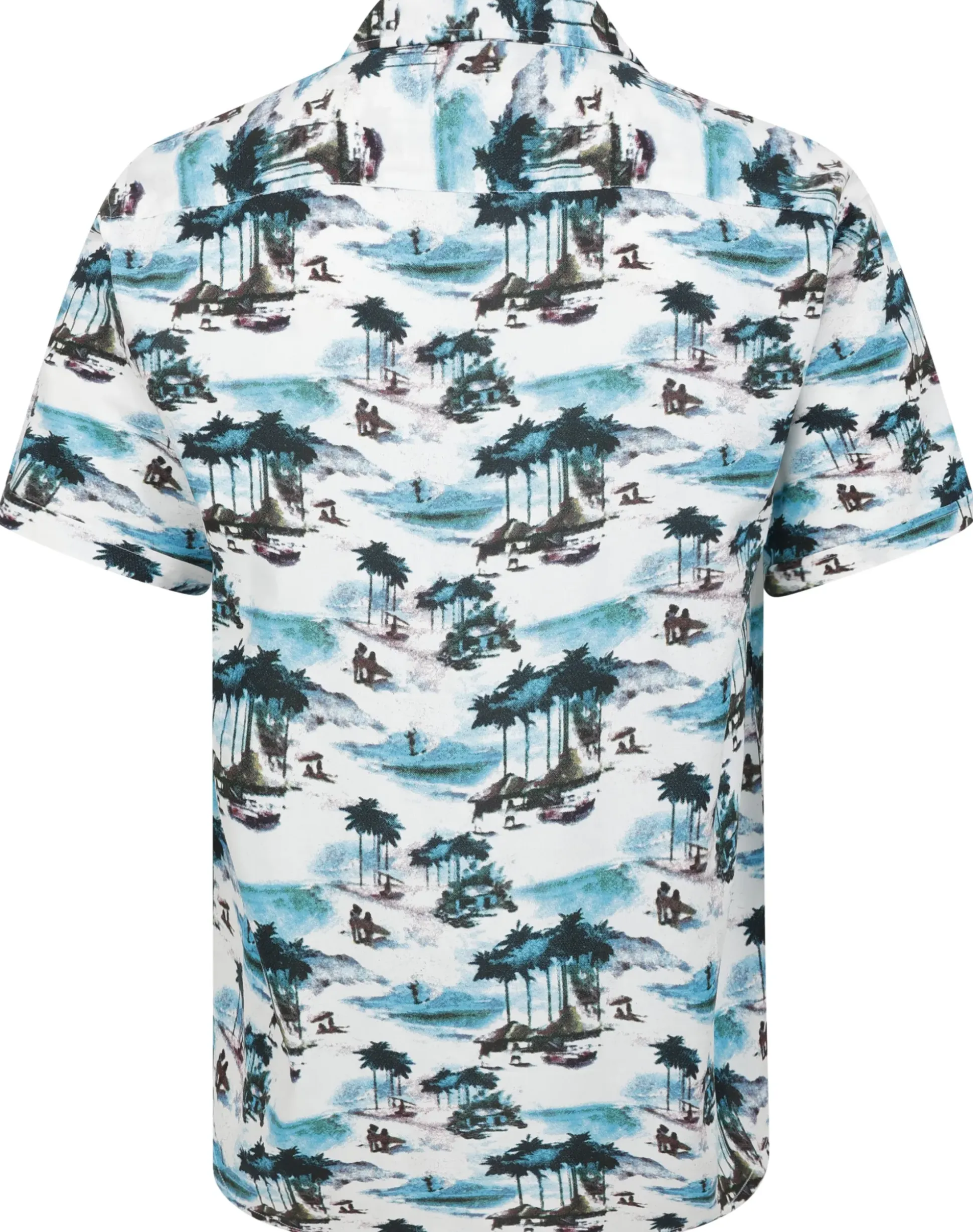 Bigdude Tropical Island Viscose Relaxed Collar Shirt White