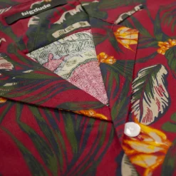Bigdude Tropical Trees Viscose Relaxed Collar Shirt Pepper Red