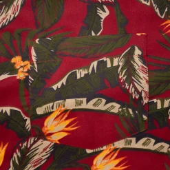 Bigdude Tropical Trees Viscose Relaxed Collar Shirt Pepper Red