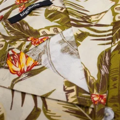 Bigdude Tropical Trees Viscose Relaxed Collar Shirt White