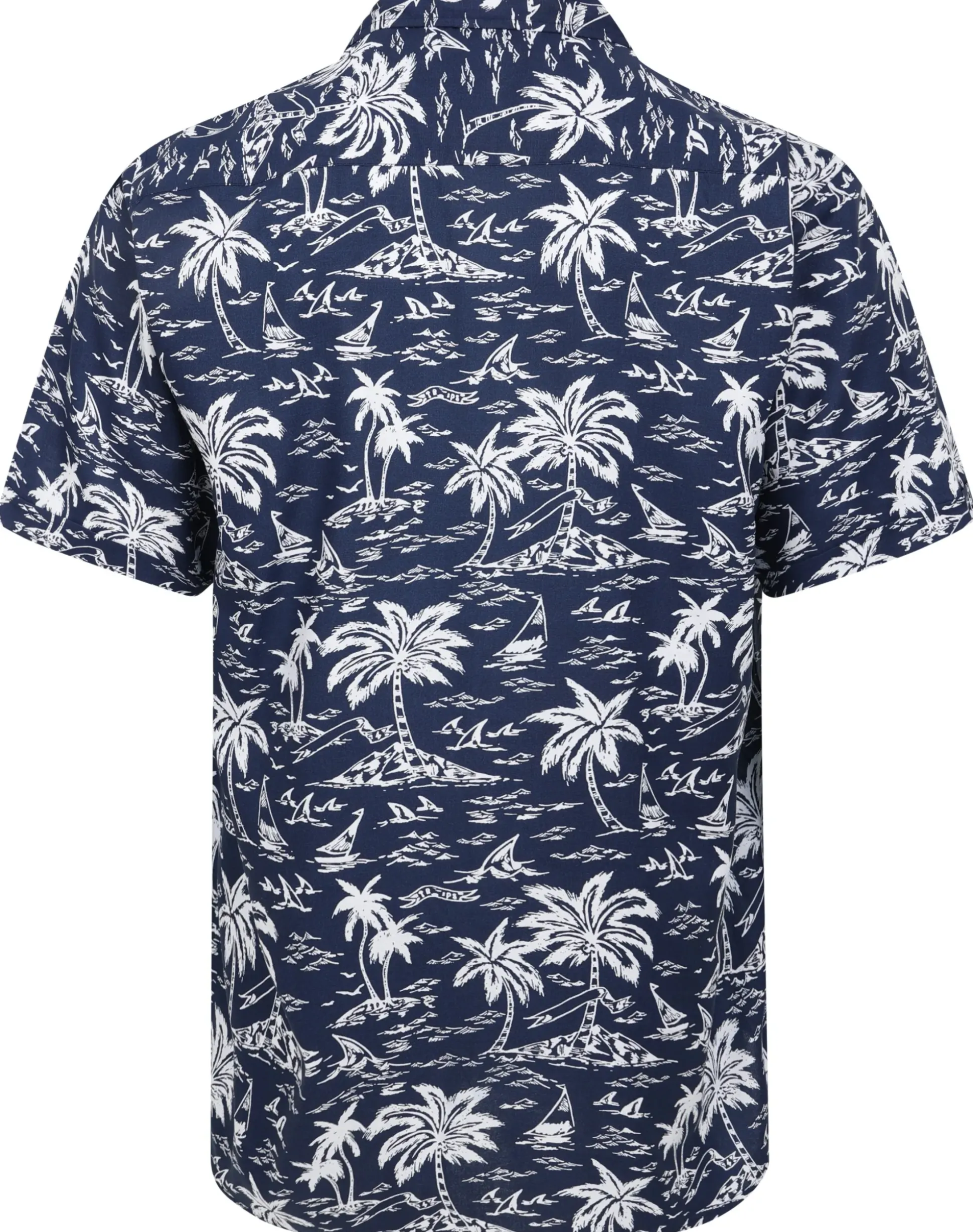 Bigdude Tropical Trees Viscose Relaxed Collar Shirt Blue Tall