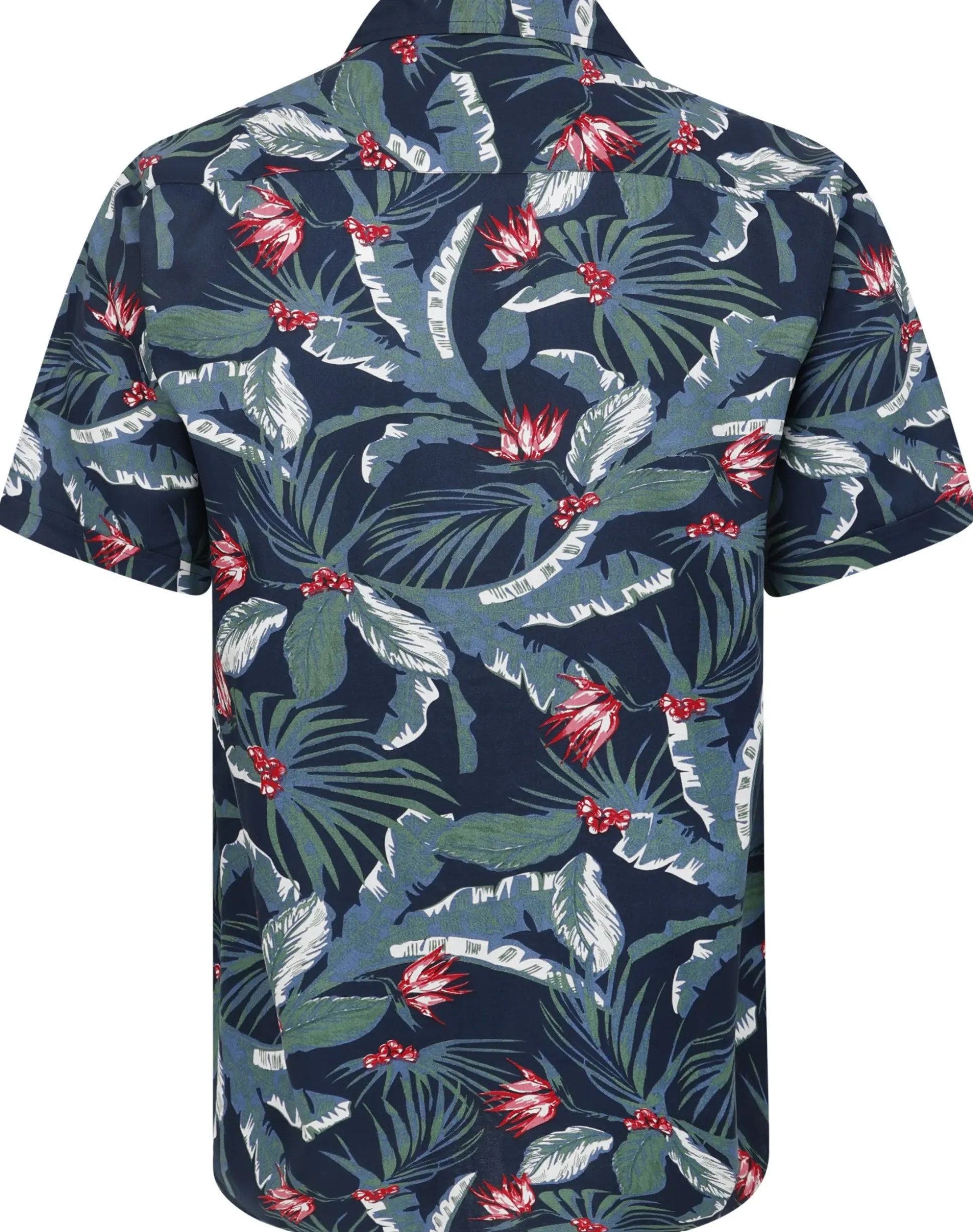 Bigdude Tropical Trees Viscose Relaxed Collar Shirt Blue Tall