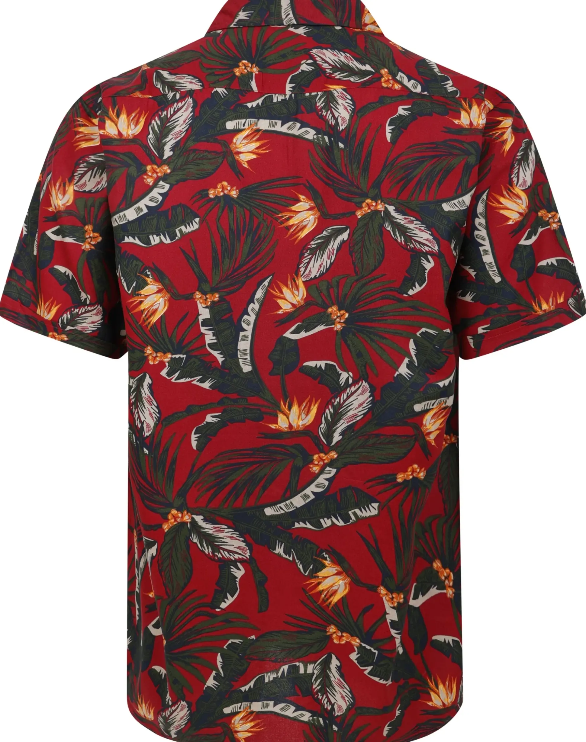 Bigdude Tropical Trees Viscose Relaxed Collar Shirt Pepper Red Tall