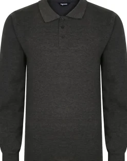 Bigdude Twin Pack Long Sleeve Polos Black/Charcoal