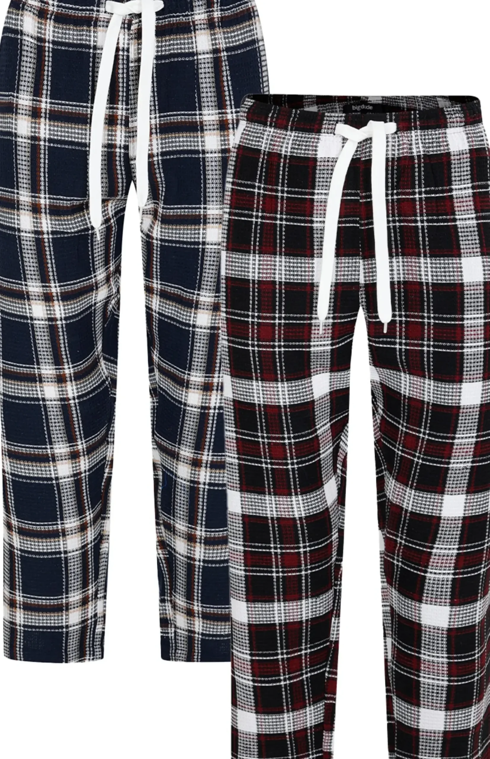 Bigdude Twin Pack Waffle PJ Pants Burgundy/Navy