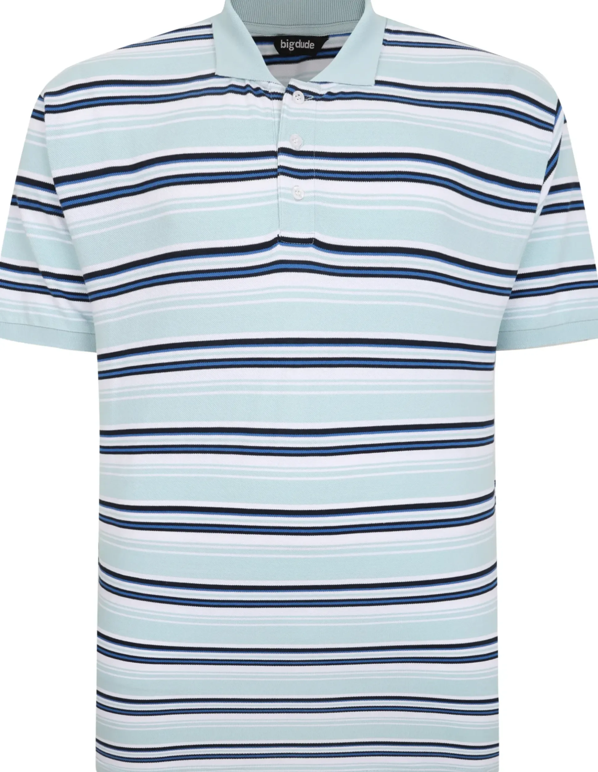 Bigdude Varsity Striped Pique Polo Light Blue Tall
