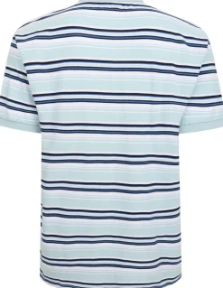 Bigdude Varsity Striped Pique Polo Light Blue Tall