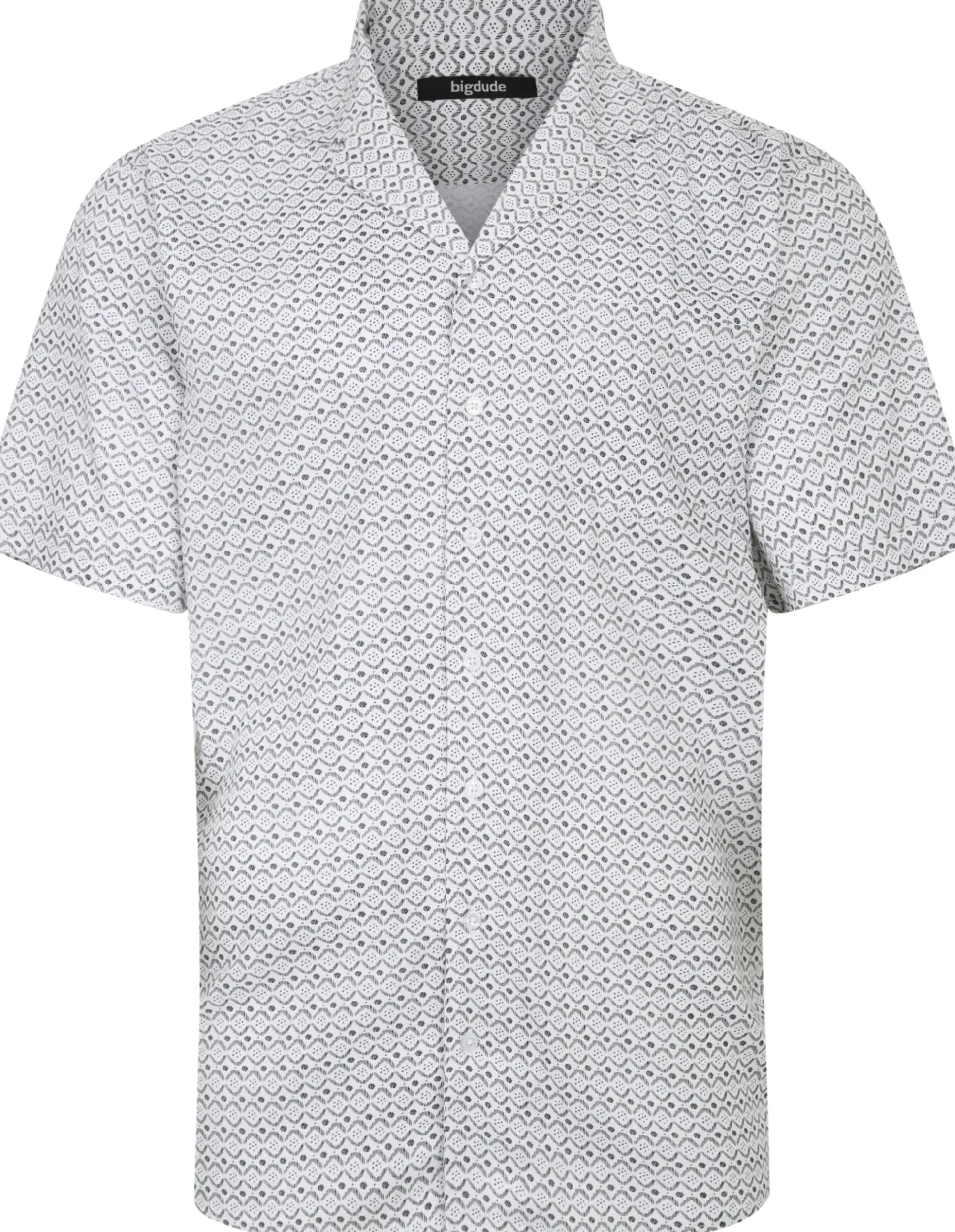 Bigdude Waves Viscose Relaxed Collar Shirt White Tall