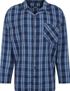 Bigdude Woven Checked PJ Set Long Navy/Blue