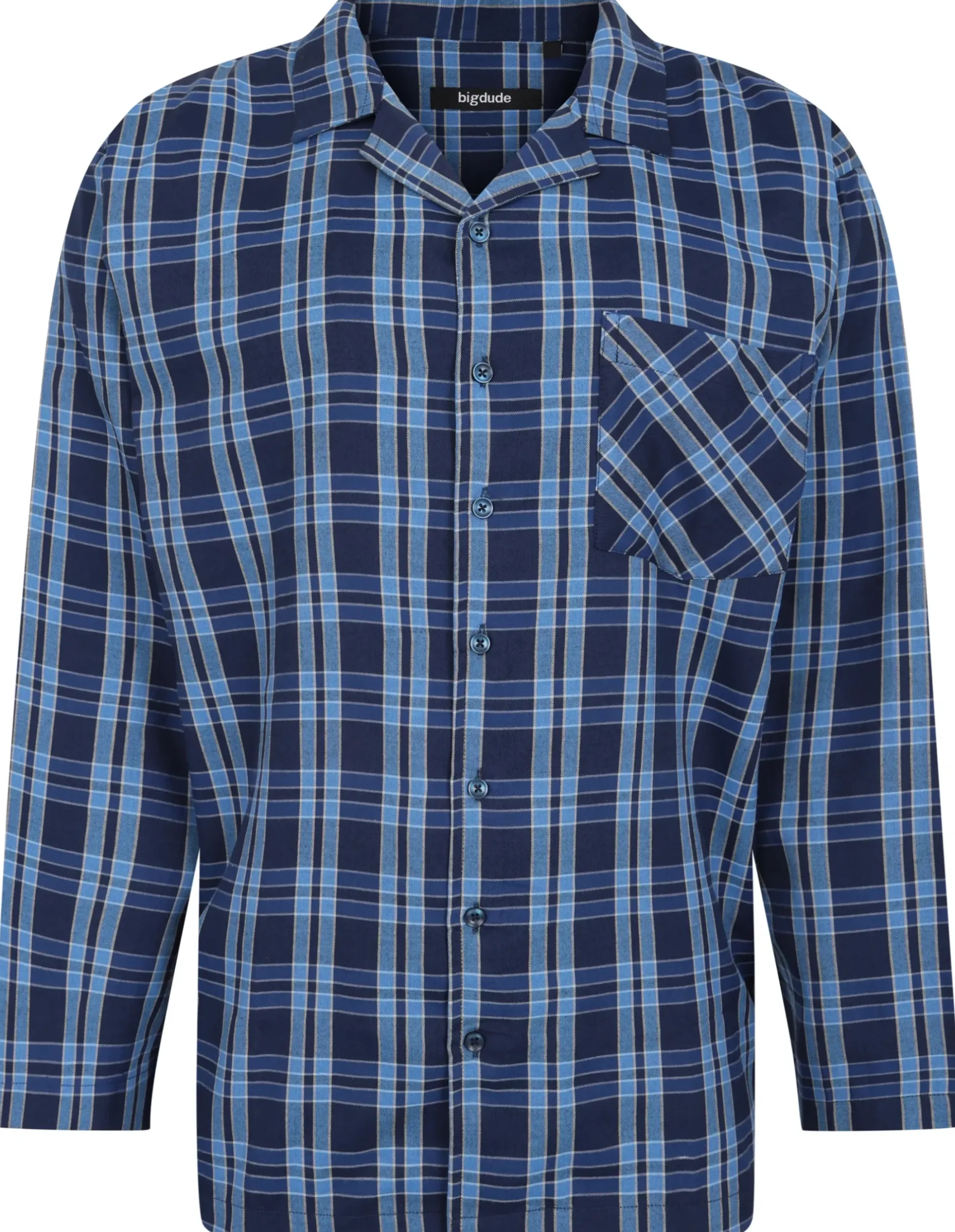 Bigdude Woven Checked PJ Set Long Navy/Blue